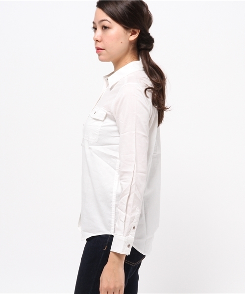 SEVENDAYS=SUNDAY（セブンデイズサンデイ）の「甘織ツイル　長袖ミリタリーシャツ（シャツ/ブラウス・レディース・カーキ/オフホワイト/ネイビー・LARGE/MEDIUM）」の5枚目の写真