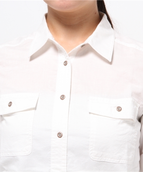 SEVENDAYS=SUNDAY（セブンデイズサンデイ）の「甘織ツイル　長袖ミリタリーシャツ（シャツ/ブラウス・レディース・カーキ/オフホワイト/ネイビー・LARGE/MEDIUM）」の7枚目の写真