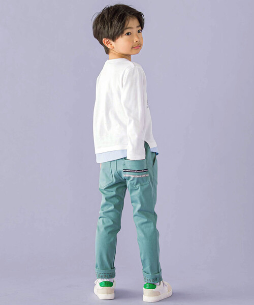 エッフェル塔レタープリントレイヤード風長袖Tシャツ(90~150cm)（Tシャツ/カットソー）｜BeBe（ベベ）