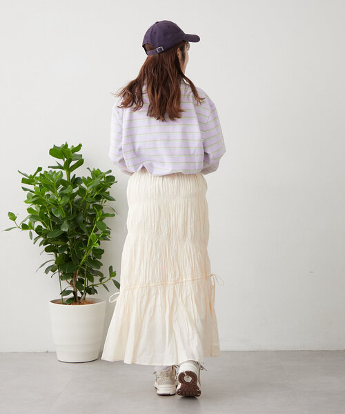 w closet（ダブルクローゼット）の「ワッシャーロングスカート（スカート・レディース・アイボリー/オフホワイト/ブラック・FREE）」の20枚目の写真