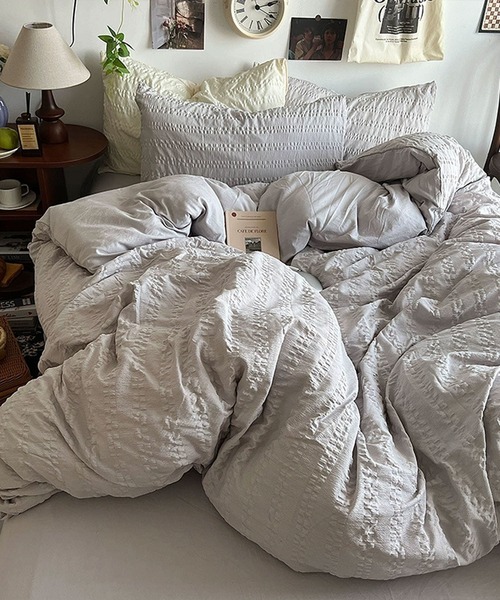 somni / ソニ 】【寝具3点セット】無地ストライプ シングル ベッド