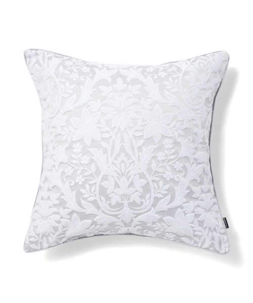 カシウェアクッションカバー ダマスク　ベージュ/白① CUSHION COVER / DAMASK(カバーのみ silver blue/creme): HOME