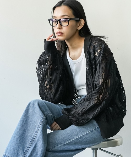 mili an deni(ミリアンデニ)の「コードレースカーディガン(カーディガン/ボレロ・レディース・ブラック/ホワイト・M)」の13枚目の写真