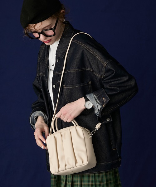 BONLECILL Marche（ボンルシールマルシェ）の「【BONLECILL Marche】2wayスクエアギャザーボストンバッグ／ショルダーバッグ（ボストンバッグ・レディース・ブラック/ブラウン/アイボリー・FREE）」の21枚目の写真