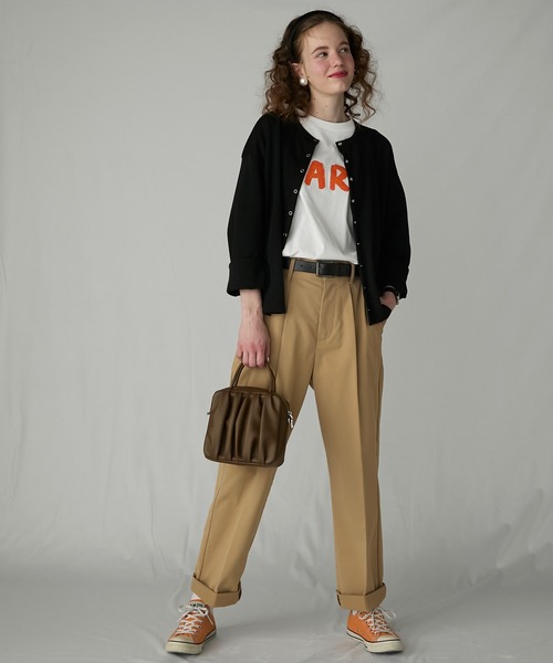 BONLECILL Marche（ボンルシールマルシェ）の「【BONLECILL Marche】2wayスクエアギャザーボストンバッグ／ショルダーバッグ（ボストンバッグ・レディース・ブラック/ブラウン/アイボリー・FREE）」の13枚目の写真