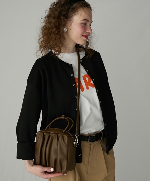 BONLECILL Marche（ボンルシールマルシェ）の「【BONLECILL Marche】2wayスクエアギャザーボストンバッグ／ショルダーバッグ（ボストンバッグ・レディース・ブラック/ブラウン/アイボリー・FREE）」の11枚目の写真