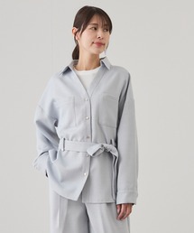 ベルト付きシャツジャケット