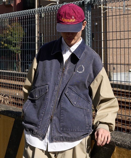 Docking Synthetic Leather Double Pocket Blouson ドッキング