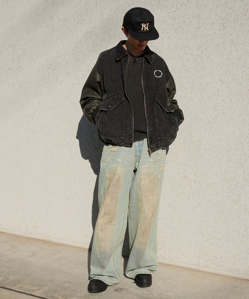 Perushu(ペルーシュ)の「Docking Synthetic Leather Double Pocket Blouson ドッキングシンセティックレザーダブルポケットブルゾン(ブルゾン・メンズ・ネイビー/ブラウン/ブラック/ピンク・MEDIUM/LARGE)」の15枚目の写真