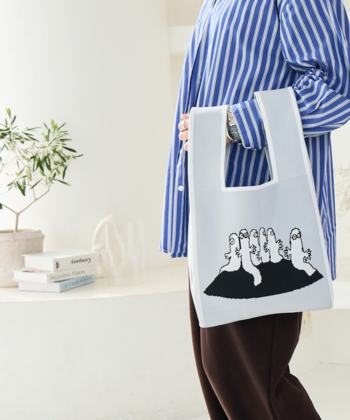 MOOMIN(ムーミン)の「ミイ ムーミン バッグ レディース ニットバッグ(ハンドバッグ・レディース・ライトベージュ/グレー/グリーン/ベージュ/ネイビー・FREE)」の2枚目の写真