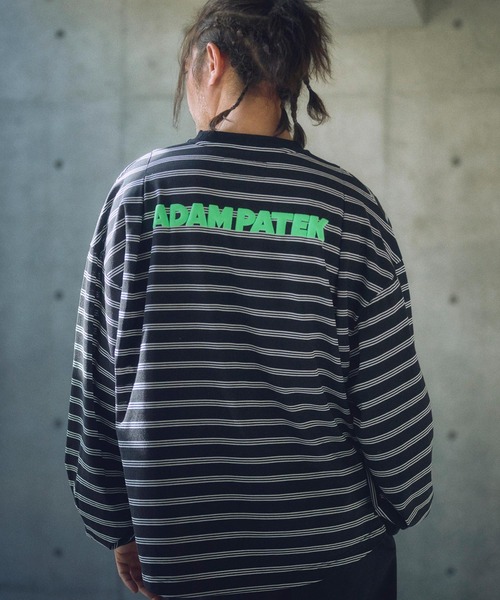 tシャツ ADAMPATEK/rounded border long sleeve T/プリント入りラウンドボーダーロングスリーブT/AP251401 ADAMPATEK/rounded border long sleeve T/プリント入りラウンド