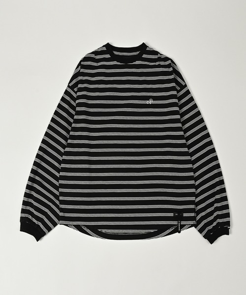 ADAM PATEK(アダムパテック)の「ADAMPATEK/rounded border long sleeve T/プリント入りラウンドボーダーロングスリーブT/AP2514010(Tシャツ/カットソー・レディース・ホワイト/ブラック・1/2)」の6枚目の写真