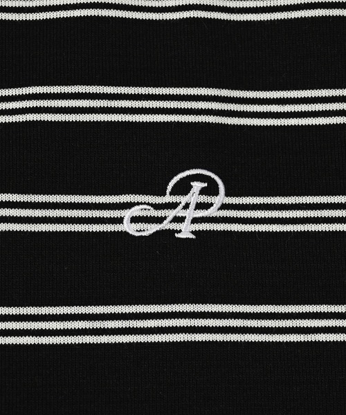 ADAMPATEK/rounded border long sleeve T/プリント入りラウンド