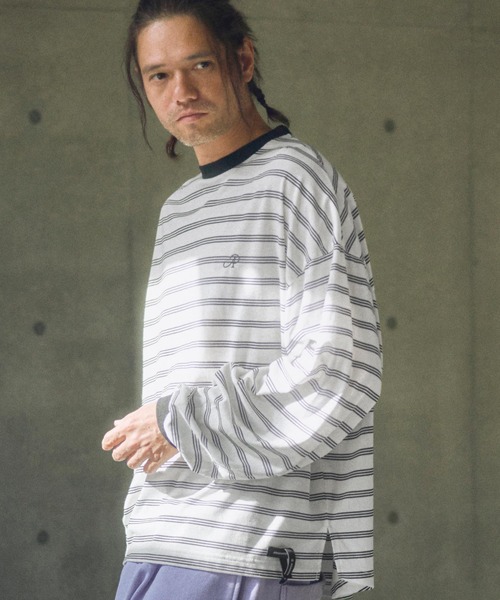 ADAM PATEK(アダムパテック)の「ADAMPATEK/rounded border long sleeve T/プリント入りラウンドボーダーロングスリーブT/AP2514010(Tシャツ/カットソー・レディース・ホワイト/ブラック・1/2)」の16枚目の写真