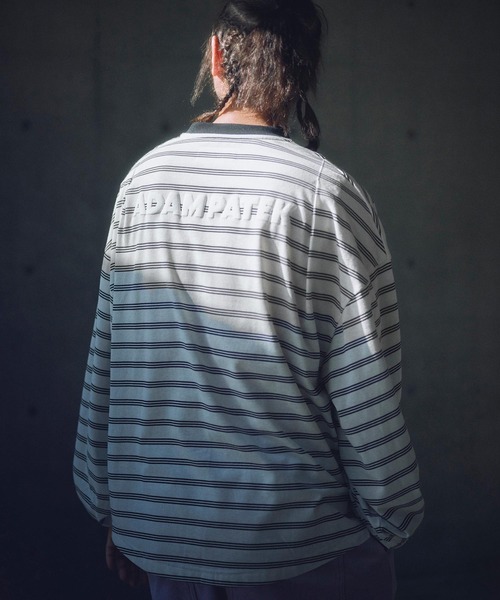 tシャツ ADAMPATEK/rounded border long sleeve T/プリント入りラウンドボーダーロングスリーブT/AP251401 ADAMPATEK/rounded border long sleeve T/プリント入りラウンド