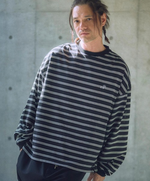 tシャツ ADAMPATEK/rounded border long sleeve T/プリント入りラウンドボーダーロングスリーブT/AP251401 ADAMPATEK/rounded border long sleeve T/プリント入りラウンド