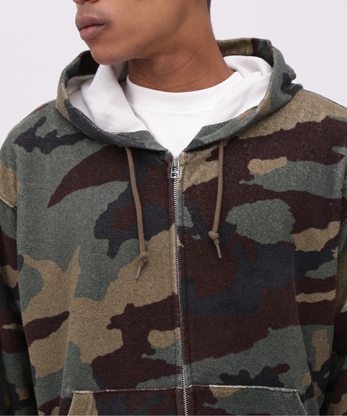 セール】《直営店限定》PILE CAMO ZIP UP HOODIE / パイル カモ