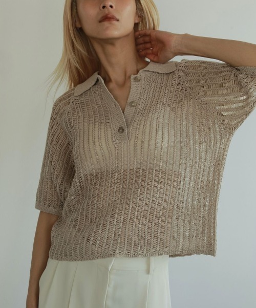 anuke(アンヌーク)の「anuke Mesh Polo Knit メッシュポロニット anuke(アンヌーク)の「anuke Mesh Polo Knit メッシュポロニット