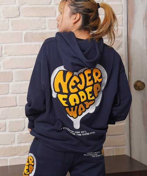 ハート サガラ刺繍 スウェットパーカー【セットアップ 可能】/ Heart