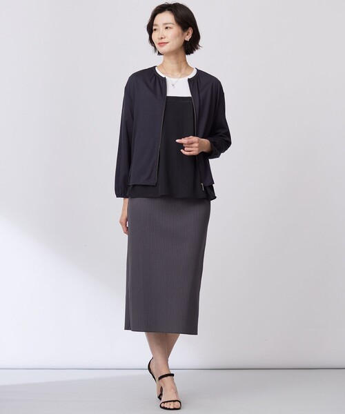 J.PRESS(ジェイプレス)の「【接触冷感・洗える】シアー ブルゾン(Tシャツ/カットソー・レディース・ライトグレー系/アイボリー系/ネイビー系・T13/T15)」の8枚目の写真