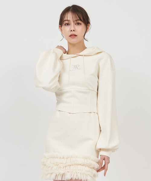 ROYAL PARTY（ロイヤルパーティー）の「ウエストシェイプラインストーンフーディー（パーカー・レディース・ブラック/オフホワイト/グレー・FREE）」の19枚目の写真