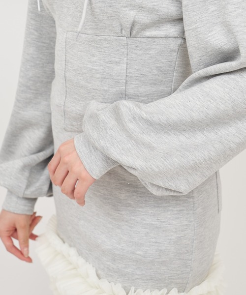 ROYAL PARTY（ロイヤルパーティー）の「ウエストシェイプラインストーンフーディー（パーカー・レディース・ブラック/オフホワイト/グレー・FREE）」の7枚目の写真