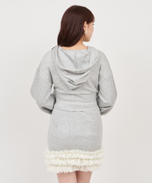 ROYAL PARTY（ロイヤルパーティー）の「ウエストシェイプラインストーンフーディー（パーカー・レディース・ブラック/オフホワイト/グレー・FREE）」の11枚目の写真