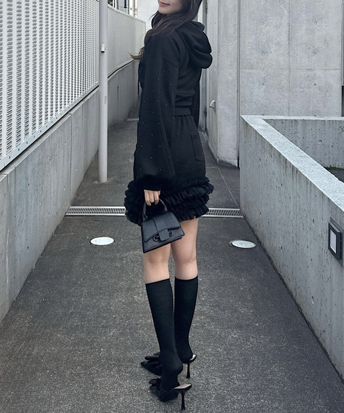 ROYAL PARTY（ロイヤルパーティー）の「ウエストシェイプラインストーンフーディー（パーカー・レディース・ブラック/オフホワイト/グレー・FREE）」の15枚目の写真