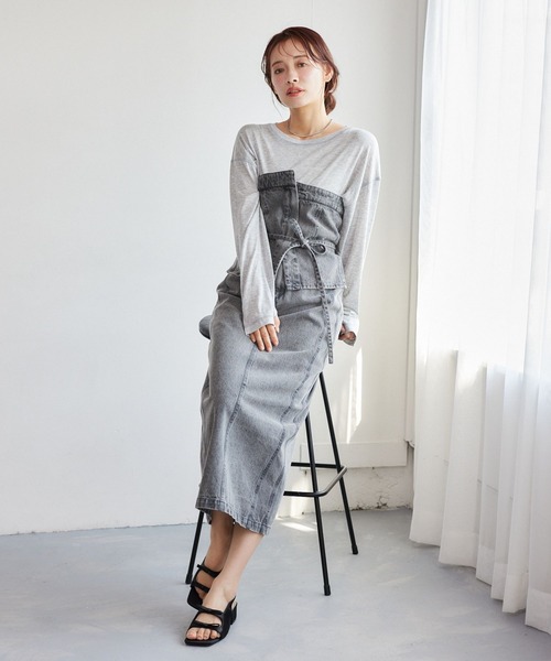 mysty woman（ミスティウーマン）の「コルセットSET2WAYスカート  329028（スカート・レディース・ネイビー/ライトブルー/グレー・FREE）」の9枚目の写真