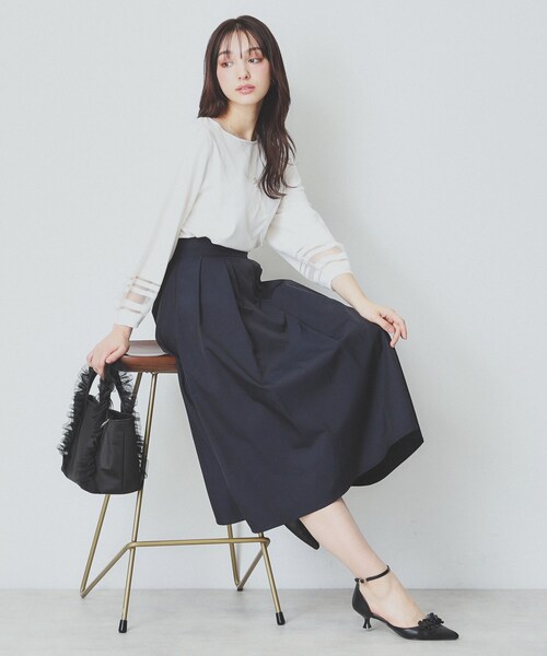 セール】シアーラインパフスリーブニット【UV/洗濯機洗い可】（ニット