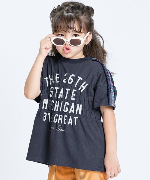 F.O.KIDS（エフオーキッズ）の「【ジュニア対応】Girls シャーリングトップス（Tシャツ/カットソー・キッズ・レッド/ネイビー・120/130/80/90/100/110/140）」の2枚目の写真