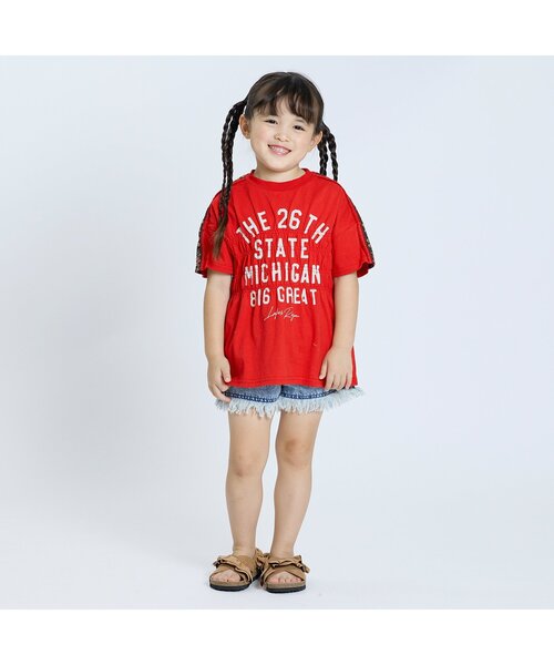 F.O.KIDS（エフオーキッズ）の「【ジュニア対応】Girls シャーリングトップス（Tシャツ/カットソー・キッズ・レッド/ネイビー・120/130/80/90/100/110/140）」の5枚目の写真