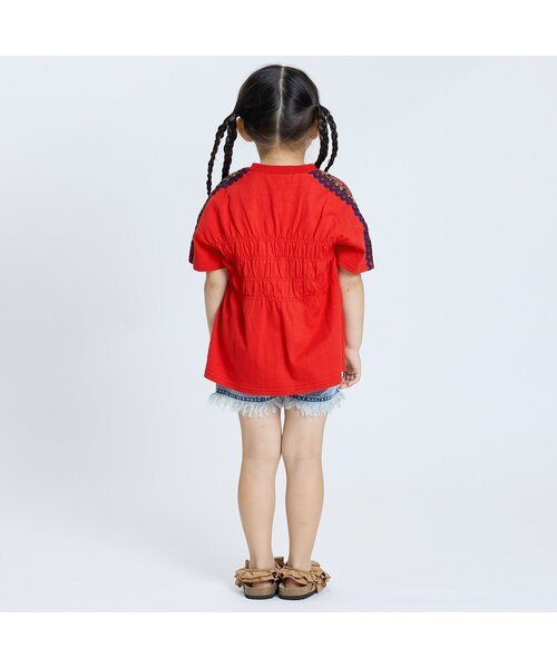 F.O.KIDS（エフオーキッズ）の「【ジュニア対応】Girls シャーリングトップス（Tシャツ/カットソー・キッズ・レッド/ネイビー・120/130/80/90/100/110/140）」の6枚目の写真