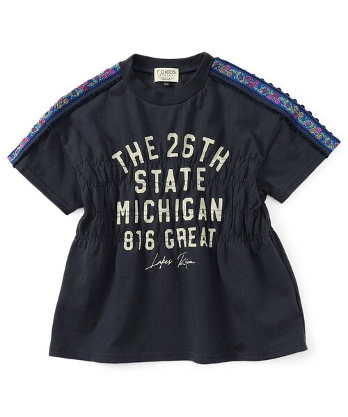 F.O.KIDS（エフオーキッズ）の「【ジュニア対応】Girls シャーリングトップス（Tシャツ/カットソー・キッズ・レッド/ネイビー・120/130/80/90/100/110/140）」の7枚目の写真