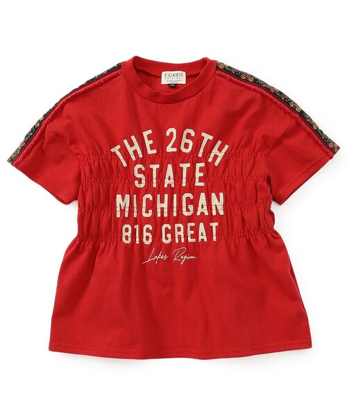 F.O.KIDS（エフオーキッズ）の「【ジュニア対応】Girls シャーリングトップス（Tシャツ/カットソー・キッズ・レッド/ネイビー・120/130/80/90/100/110/140）」の9枚目の写真