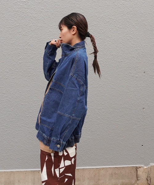 gossara(ゴサラ)の「デニムスタンドブルゾン(ブルゾン・レディース・グレー/ブルー・FREE)」の6枚目の写真