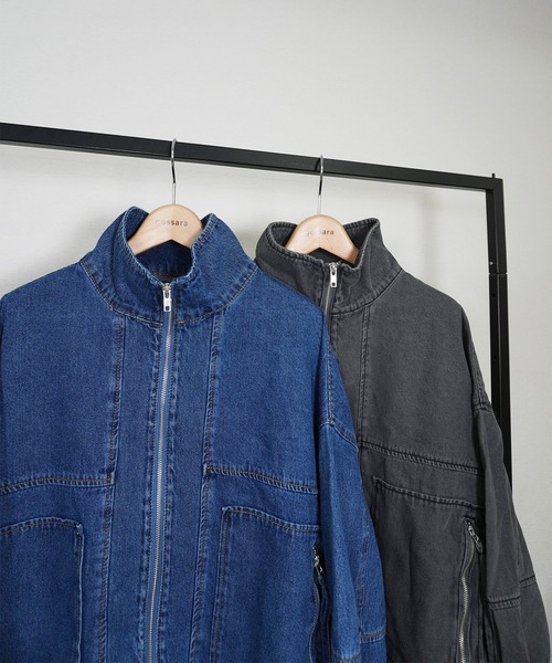 gossara(ゴサラ)の「デニムスタンドブルゾン(ブルゾン・レディース・グレー/ブルー・FREE)」の7枚目の写真