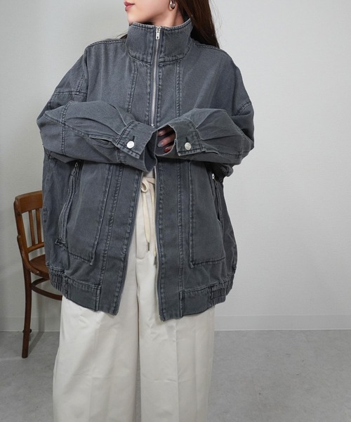 gossara(ゴサラ)の「デニムスタンドブルゾン(ブルゾン・レディース・グレー/ブルー・FREE)」の13枚目の写真