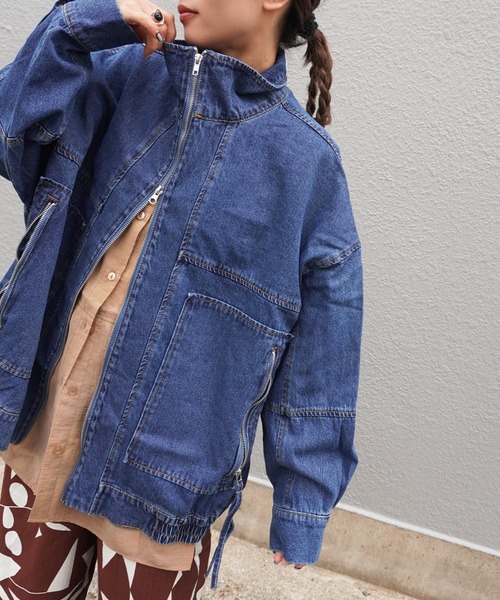 gossara(ゴサラ)の「デニムスタンドブルゾン(ブルゾン・レディース・グレー/ブルー・FREE)」の17枚目の写真