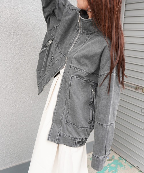 gossara(ゴサラ)の「デニムスタンドブルゾン(ブルゾン・レディース・グレー/ブルー・FREE)」の21枚目の写真