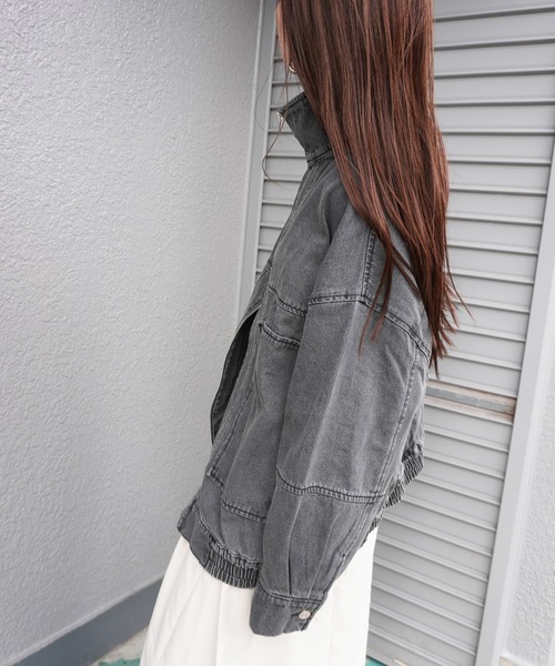 gossara(ゴサラ)の「デニムスタンドブルゾン(ブルゾン・レディース・グレー/ブルー・FREE)」の22枚目の写真
