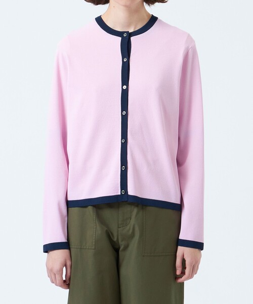 MACKINTOSH PHILOSOPHY（ﾏｯｷﾝﾄｯｼｭ ﾌｨﾛｿﾌｨｰ）の「バイカラートリムクルーネックカーディガン（カーディガン/ボレロ・レディース・オフホワイト/レッド/ダークネイビー/グリーン・38）」の12枚目の写真