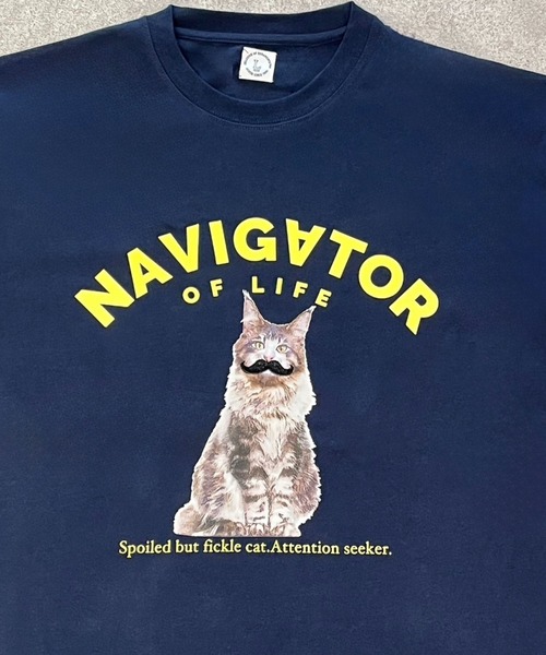 セール】【接触冷感】アニマルロゴプリント刺繍Tシャツ 猫T ヒゲ