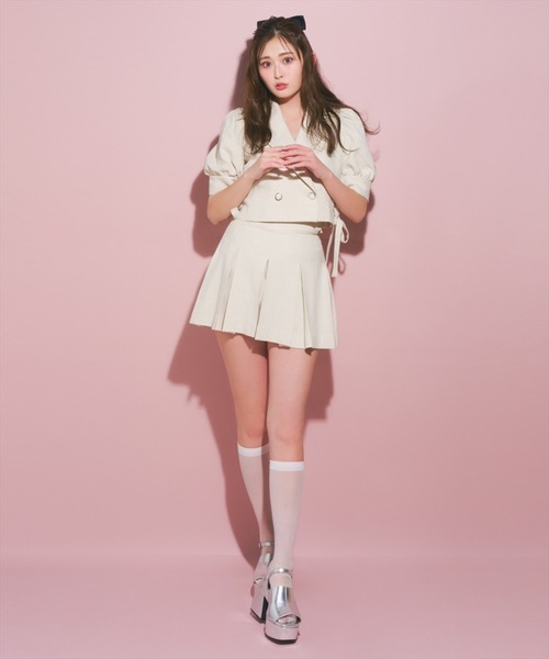 REDYAZEL（レディアゼル）の「【セットアップ可能】ボックスタックショートパンツ（その他パンツ・レディース・ベージュ/ネイビー/サックスブルー・SMALL/MEDIUM）」の6枚目の写真