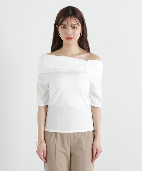PROPORTION BODY DRESSING（プロポーションボディドレッシング）の「デザインオフショルカットソー / 1215160401（Tシャツ/カットソー・レディース・ホワイト系その他/ブラック/ブルー・FREE）」の6枚目の写真