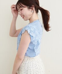 【canami】レース×ニットコンビノースリTOPS