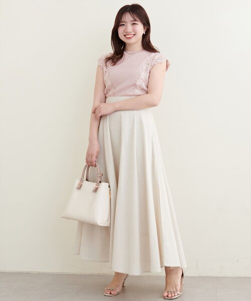 natural couture(ナチュラルクチュール)の「【canami】レース×ニットコンビノースリTOPS(ニット/セーター・レディース・サックスブルー/グレイッシュベージュ/ネイビー/ラベンダー/ミント・FREE)」の15枚目の写真