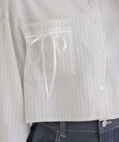 ems excite（エムズエキサイト）の「レースリボン付SH（シャツ/ブラウス・レディース・ダークブルー/ライトベージュ/ライトブルー・FREE）」の9枚目の写真