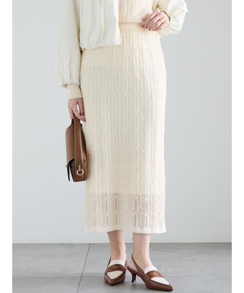 Te chichi（テチチ）の「レーシーニットストレートスカート（セットアップ可）《2025spring catalog item》（スカート・レディース・チャコールグレー/オフホワイト・F）」の5枚目の写真