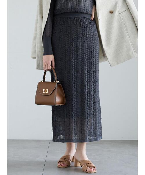 Te chichi（テチチ）の「レーシーニットストレートスカート（セットアップ可）《2025spring catalog item》（スカート・レディース・チャコールグレー/オフホワイト・F）」の8枚目の写真